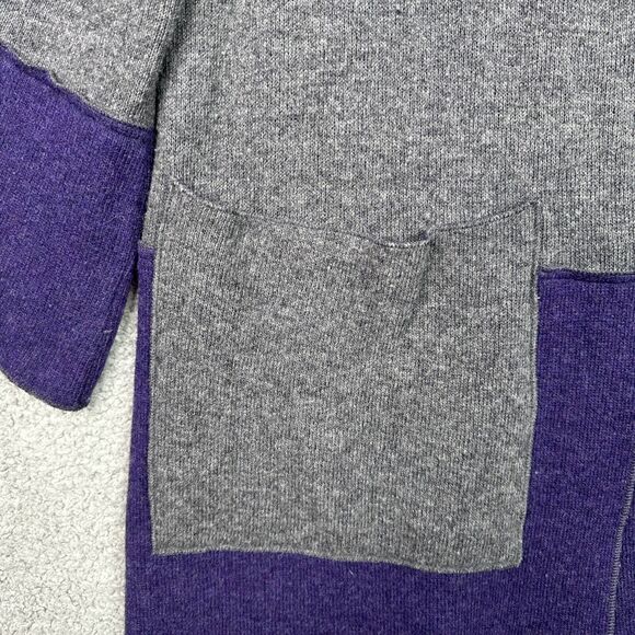 Elisa Rivera Wool Blend Cardigan Sweater Large Gray Purple Colorblock Lagenlook - Picture 6 of 13
